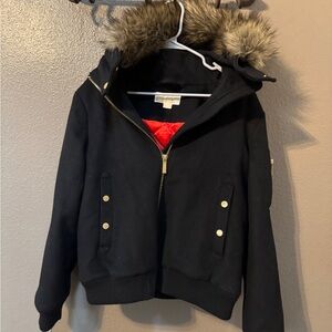Michael kors wool jacket with fur hood